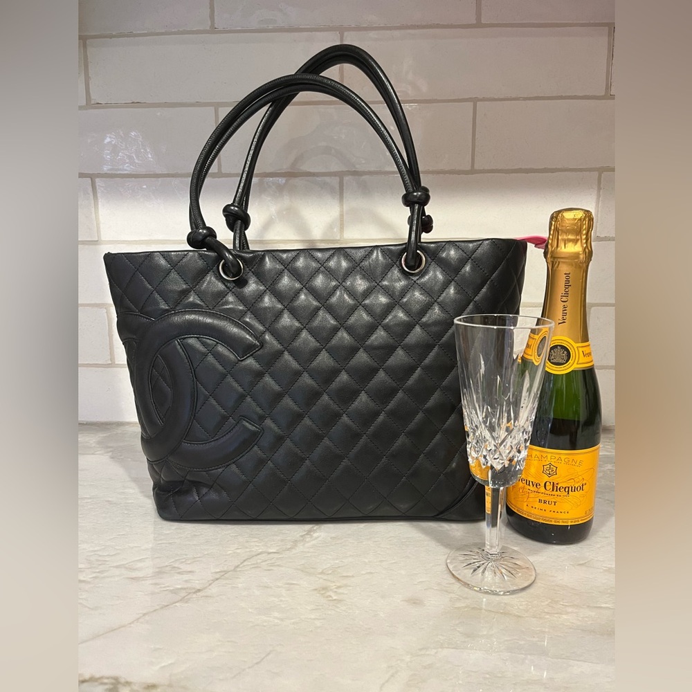 Chanel Cambon Calfskin Leather with Pink Lining Shoulder Bag